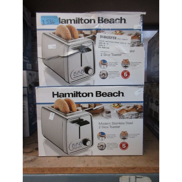 2 Hamilton Beach Stainless Steel 2-Slice Toasters