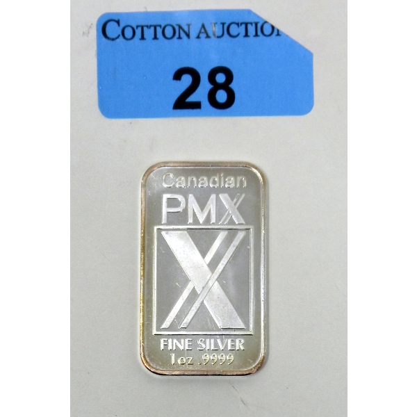 1 Oz .9999 Silver Canadian PMX Bar 