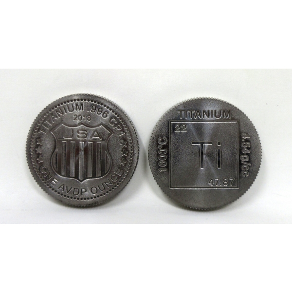 2 x 1 Oz .999 Fine Titanium USA Shield Motif Rounds