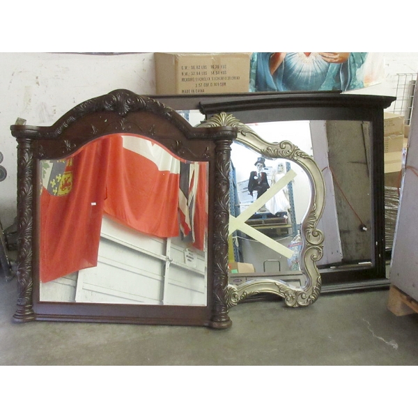 4 Large Wood Framed Wall Mirrors