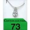 Image 1 : White Topaz & Diamond Sterling Silver Pendant 
