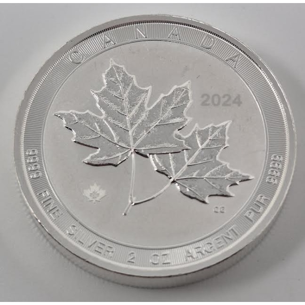 2 Oz .9999 Silver 2024 Canada Twin Maples Coin 