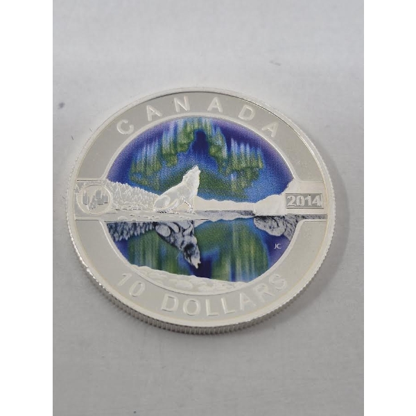 1/2 Oz .9999 Silver 2014 Wolf $10 Coin 