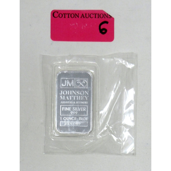 1 Oz .999 Silver Johnson Matthey Bar 