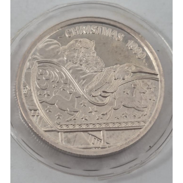 1 Oz .999 Silver Christmas Santa Sleigh Round 