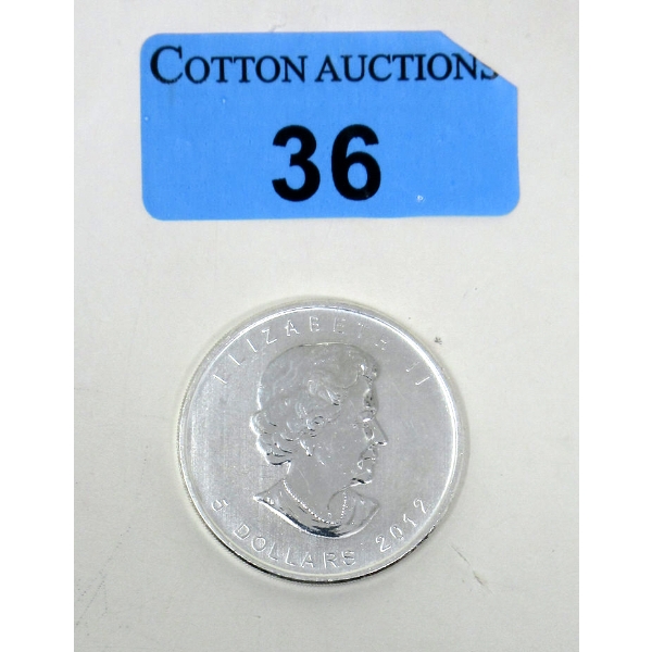 1 Oz .9999 Silver 2012 Canada Maple Leaf Coin 