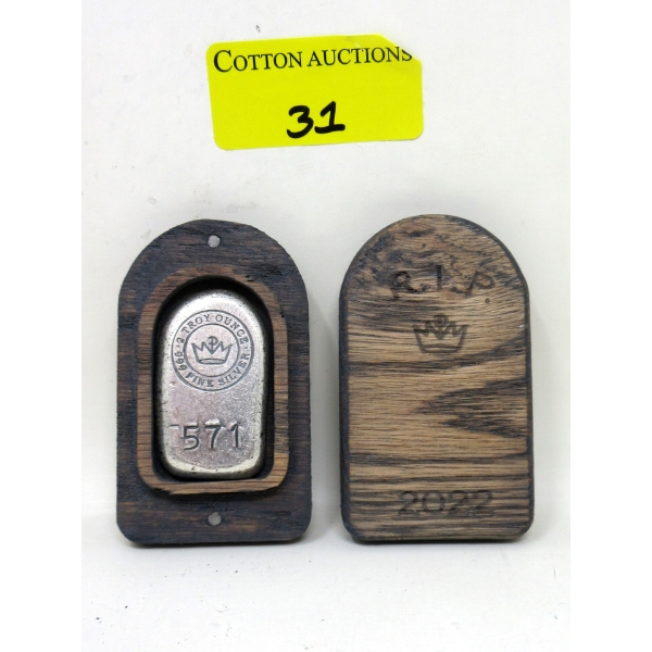 2 Oz .999 Silver RIP Tombstone Bar