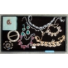 Image 1 : Tray of Rhinestone & Fashion Jewelry - Some Vintage 
