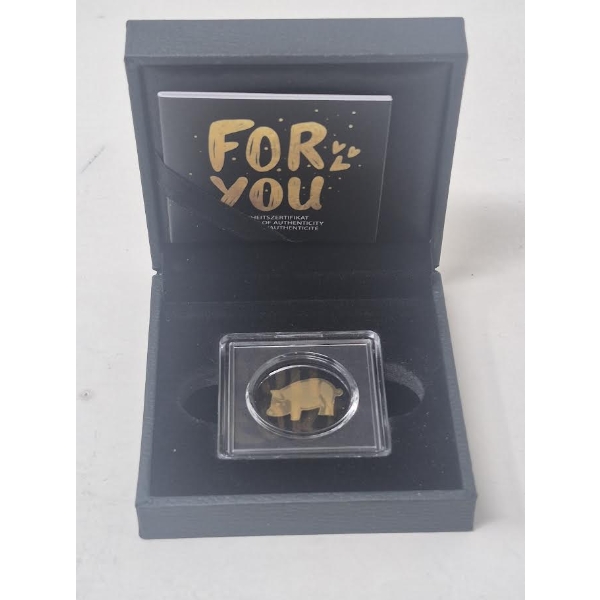 Certified 1/1000 Oz .999 Fine Gold Pig-Shaped Coin 