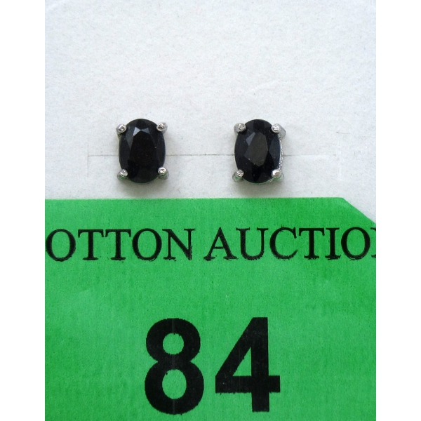 New 2 CT Sapphire Sterling Silver Stud Earrings 
