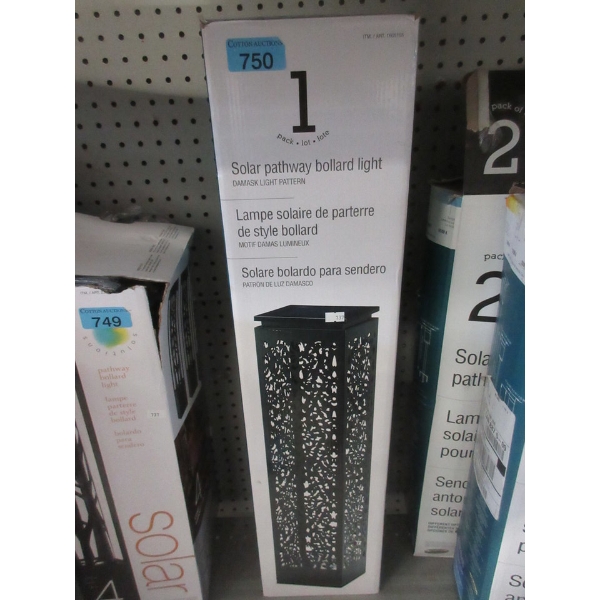 31" Solar Pathway Bollard Light - Damask Pattern