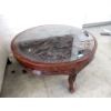 Image 1 : Carved Wood Coffee Table with Glass Insert Top