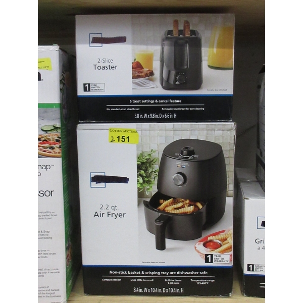 Mainstays 2-Slice Toaster & 2.2 QT Air Fryer