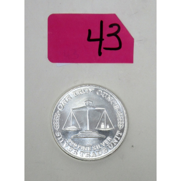 1 Oz .999 Silver Eagle USA Siler Trade Unit Round 