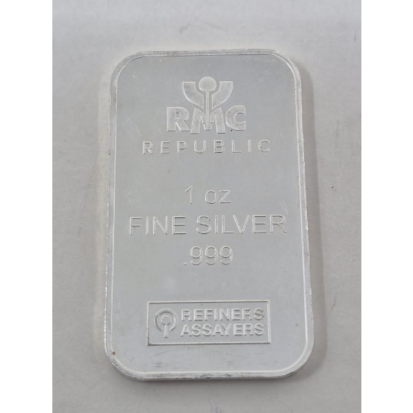 1 Oz .999 Silver RMC Refiners Bar 