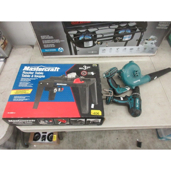 Mastercraft Router Table & 2 Makita Cordless Tools
