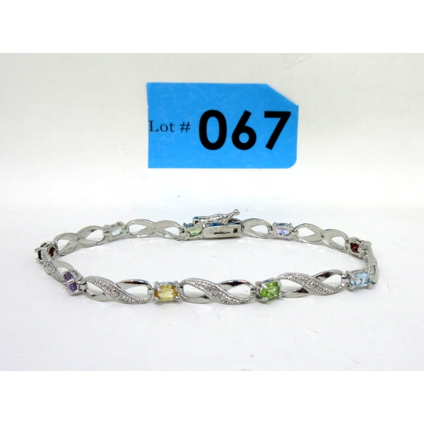 Multi-Gemstone & Diamond Tennis Bracelet
