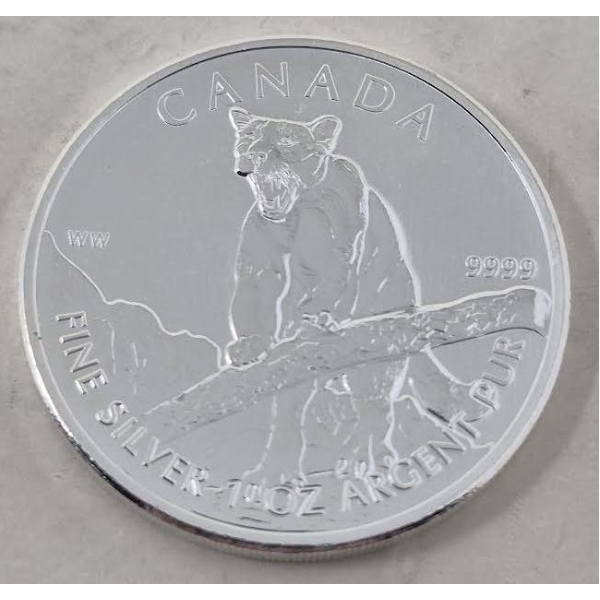 1 Oz .9999 Silver 2012 Canada Cougar Coin 