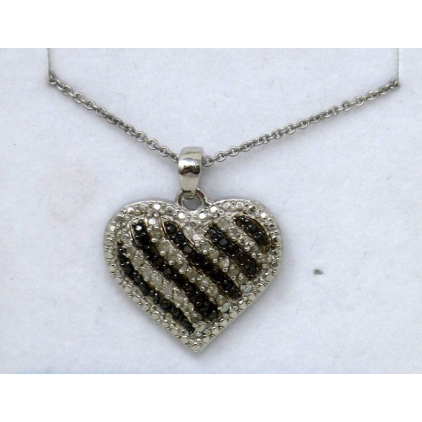 1/2 CT Black & White Diamond Heart Pendant