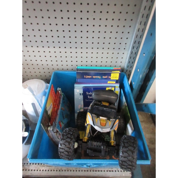 R/C Truck & Bin of Assorted Children's Books