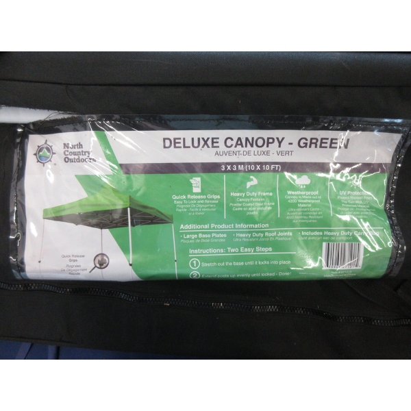 New Deluxe Green 10' x 10' Canopy - White Frame