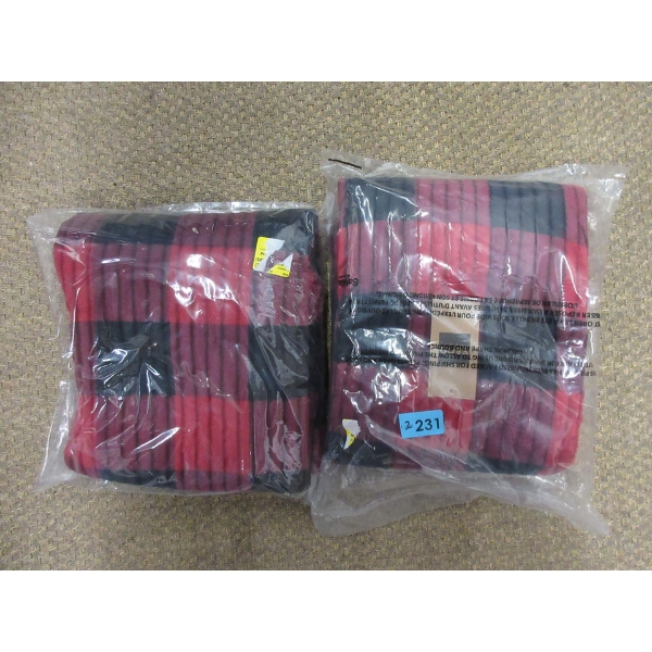 2 New S & Co Black and Red Throw Blankets