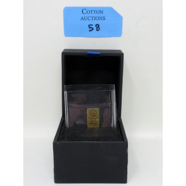 1/100 Oz .9999 Fine Gold Scottsdale Lion Mint Bar