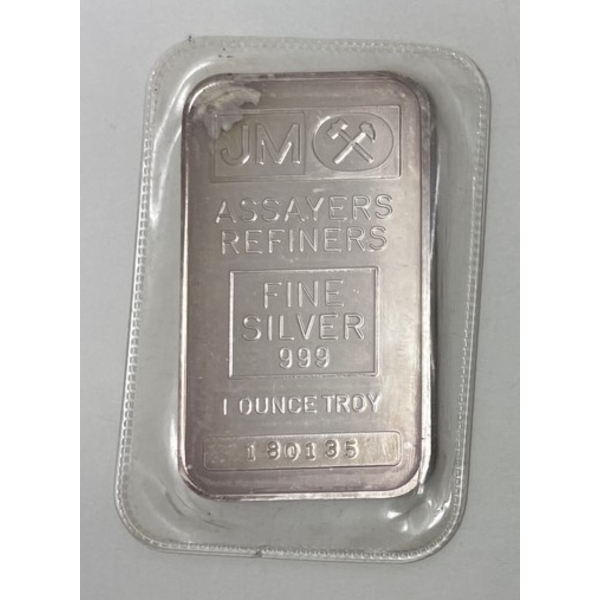 RARE 1 Oz .999 Silver Johnson Matthey Bar