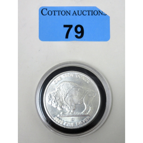 1 Oz .9999 Silver Buffalo/Indigenous Art Round 
