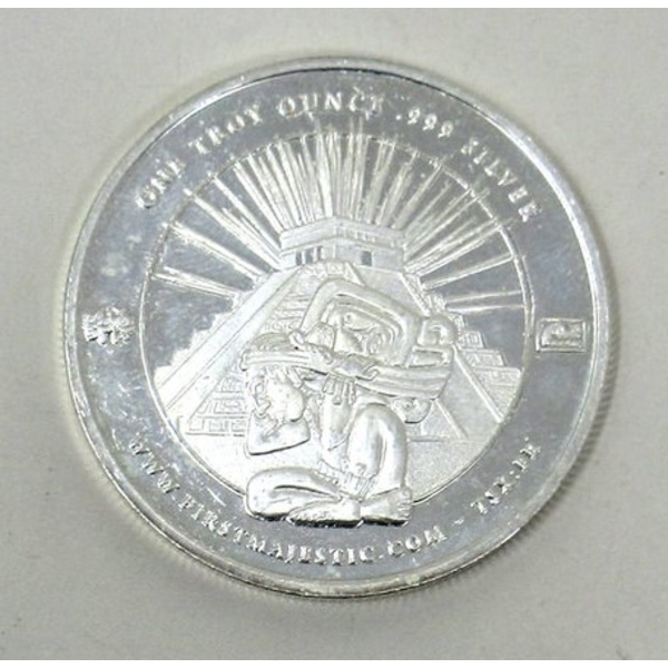 1 Oz First Majestic .999 Silver Aztec Round 
