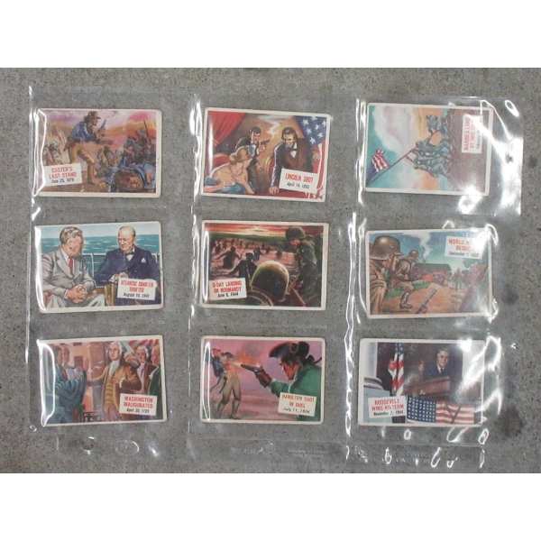 Nine 1954 Topps Scoop "USA Memorable Moments" Cards