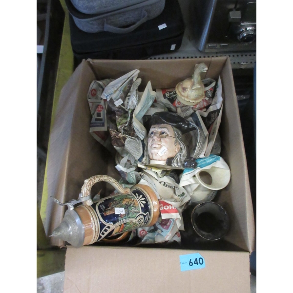 Large Box of Tankards and Vases