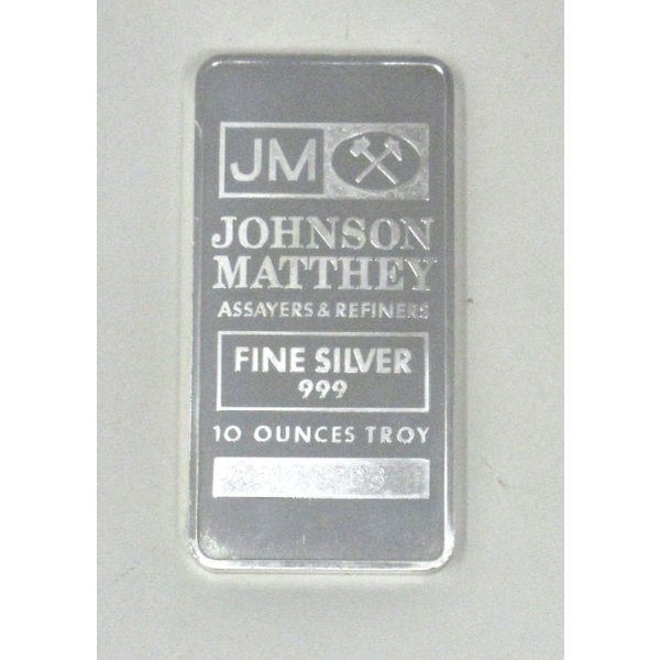 10 Oz .999 Silver Johnson Matthey Bar 