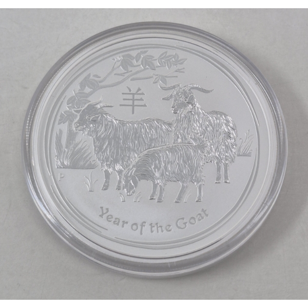 2 Oz .999 Silver 2015 Year of Goat Coin Perth Mint