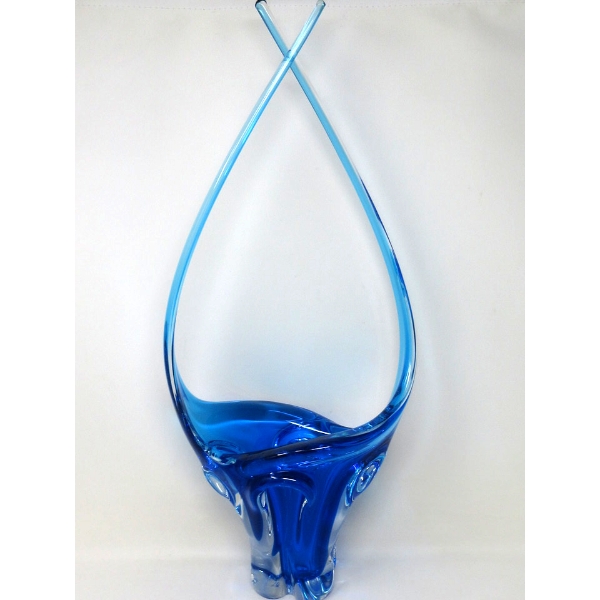 Mid-Century Blue Art Glass Centerpiece 
