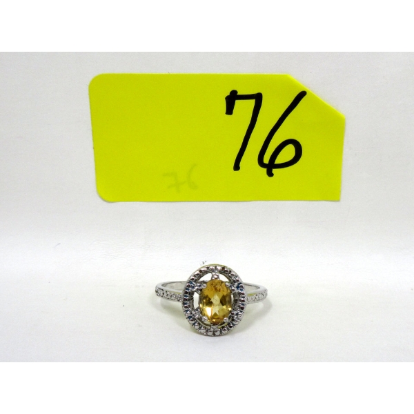 Citrine & Diamond Sterling Silver Cocktail Ring