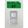 Image 1 : 1 Oz .999 Silver TD Bank Investor Bar 