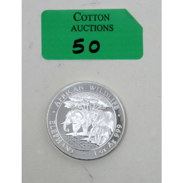 1 Oz .999 Silver African Wildlife Elephant Coin