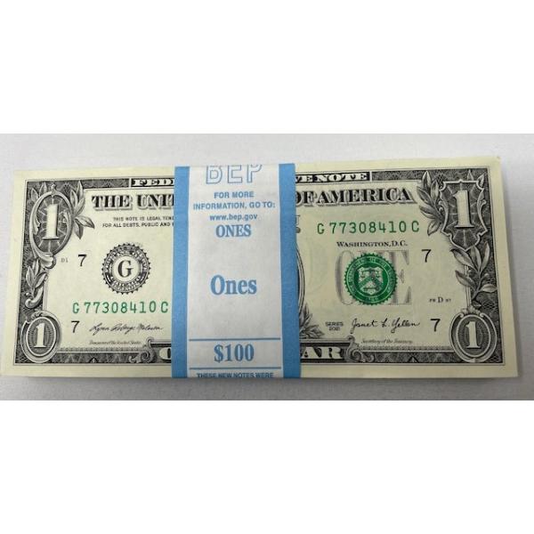 100 x $1 USD Uncirculated Federal Reserve Bundle 