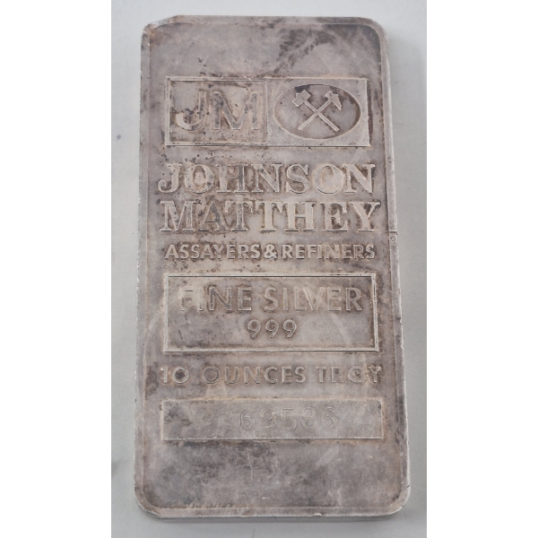 10 Oz .999 Silver Johnson Matthey Bar