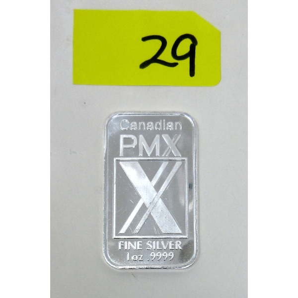 1 Oz .9999 Silver Canadian PMX Bar