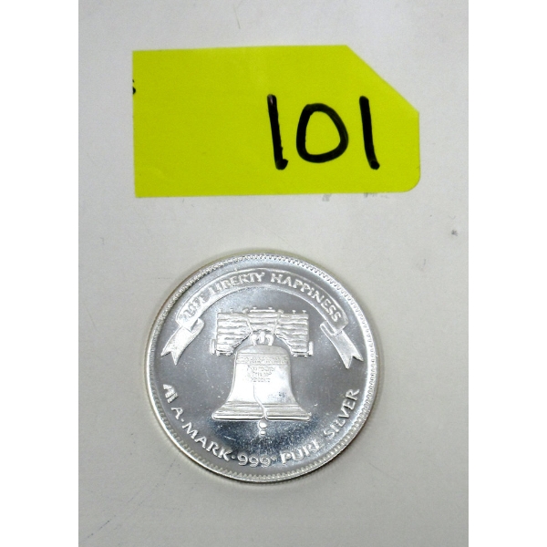 Vintage 1 Oz .999 Silver 1984 Liberty Bell Round 