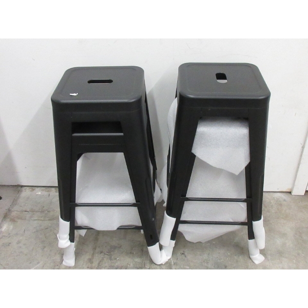 4 New Black Metal 24" Stacking Bar Stools