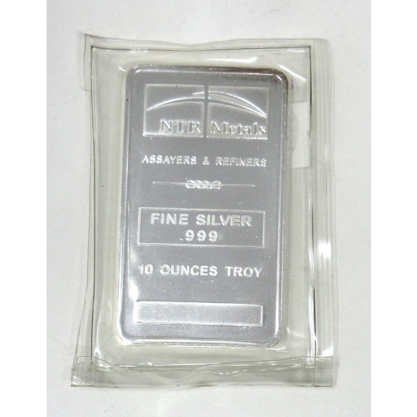 10 Troy Oz. .999 Silver NTR Metals Bullion Bar