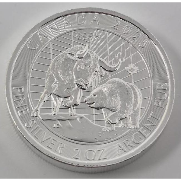 2 Oz .9999 Silver 2025 Canada Bear vs Bull Coin 