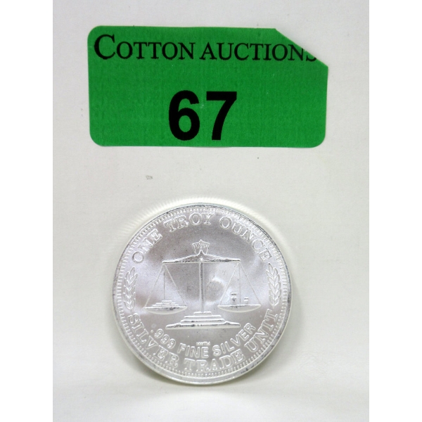 1 Oz .999 Silver Eagle Silver Trade Unit Round 