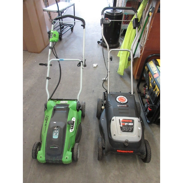 1 Greenworks 2-in-1 & 1 Remington Cordless Mower