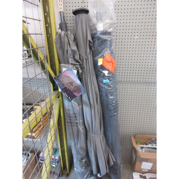 1 Blue and 2 Grey Patio Umbrellas