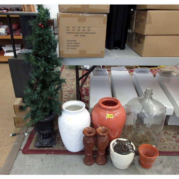 8 Pc. Lot of Tree, Demijohn, Oversize Vases & More
