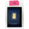 Image 1 : 5 Gram .9999 Fine Gold PAMP Suisse Certified Bar 